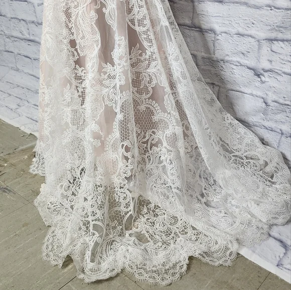 NWT Anthropologie BHLDN Watters Ula Blush lace sheet back wedding gown Sz 2 - Picture 11 of 16